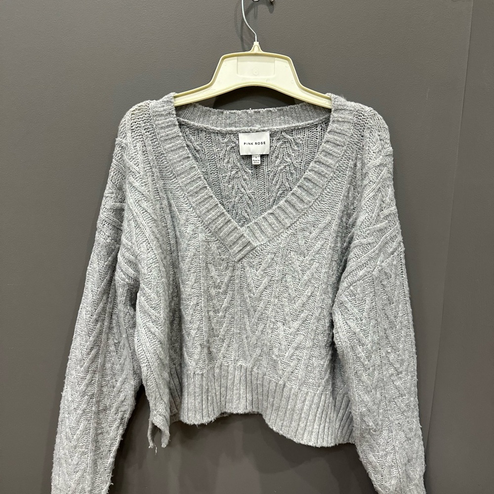 Women’s Gray V-Neck Sweater